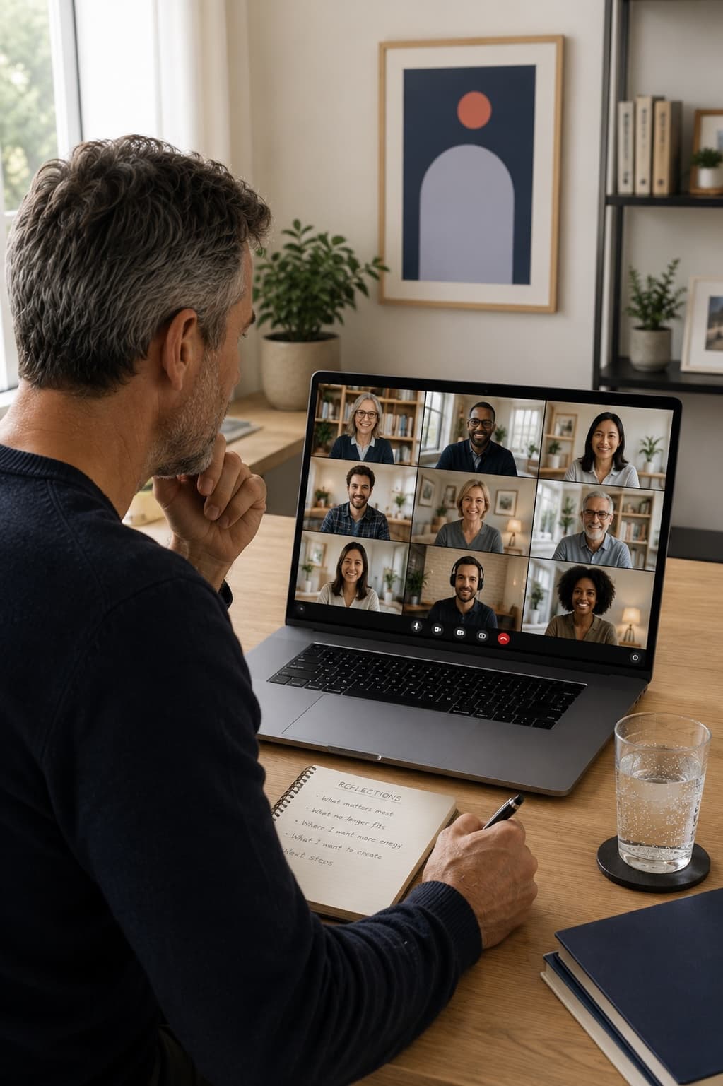 A man participating in an online group session for the Identity Lab